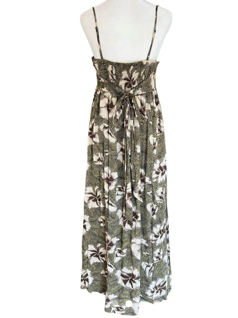 EDME & ESYLLTE ANTHROPOLOGIE Olive and White Floral Maxi Sundress